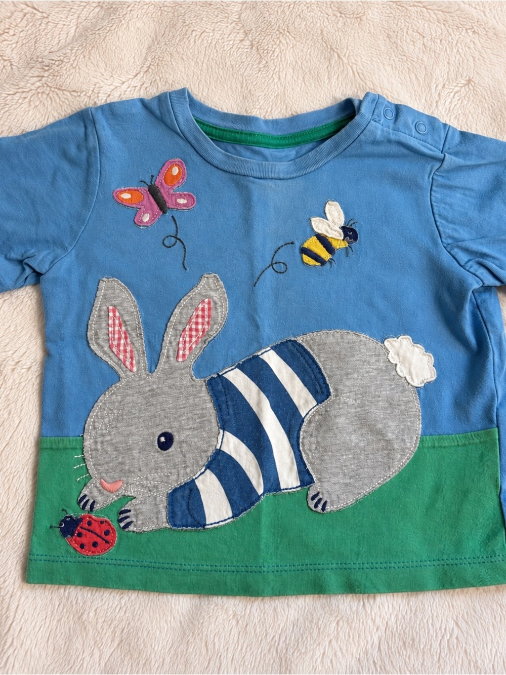Baby Boden Applique Jersey Tee Bright Bluebell Bunny 18-24 Months